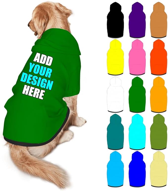Customized Dog Hoodie with Name Logo Personalized Text Soft & Warm for Puppy Sweatshirt Hooded for Small Medium Large Dogs Girl/Boy Cats/Kitten, Green, XXL