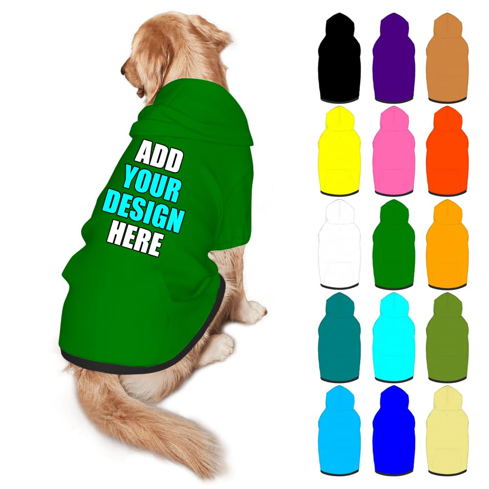 Mynvzrk Custom Dog Clothes with Photo Name Logo Personalized Dog Sweaters for Small Medium Large Dogs Breathable Warm, Gold, L