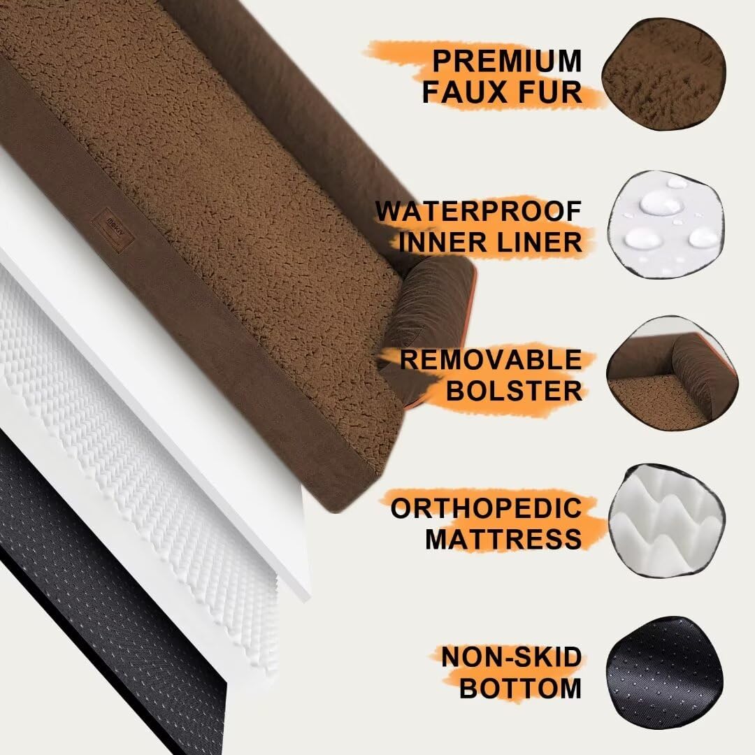 MEKIY Orthopedic XL Dog Bed with Bolster for Extra Large Size Dogs