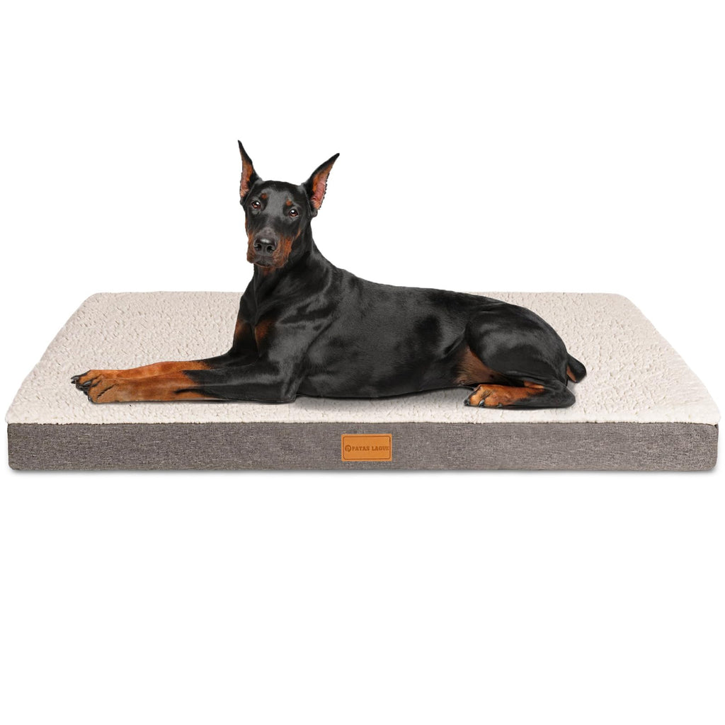 Patas Lague Orthopedic Large Dog Bed Washable Pet Sofa Mat 56''X40'' Ivory