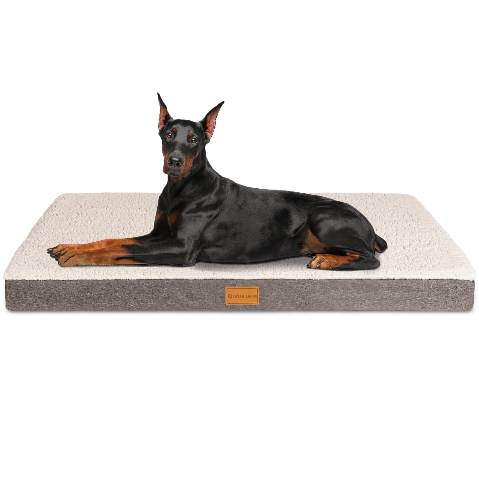 Patas Lague Orthopedic Large Dog Bed Washable Pet Sofa Mat 56''X40'' Ivory