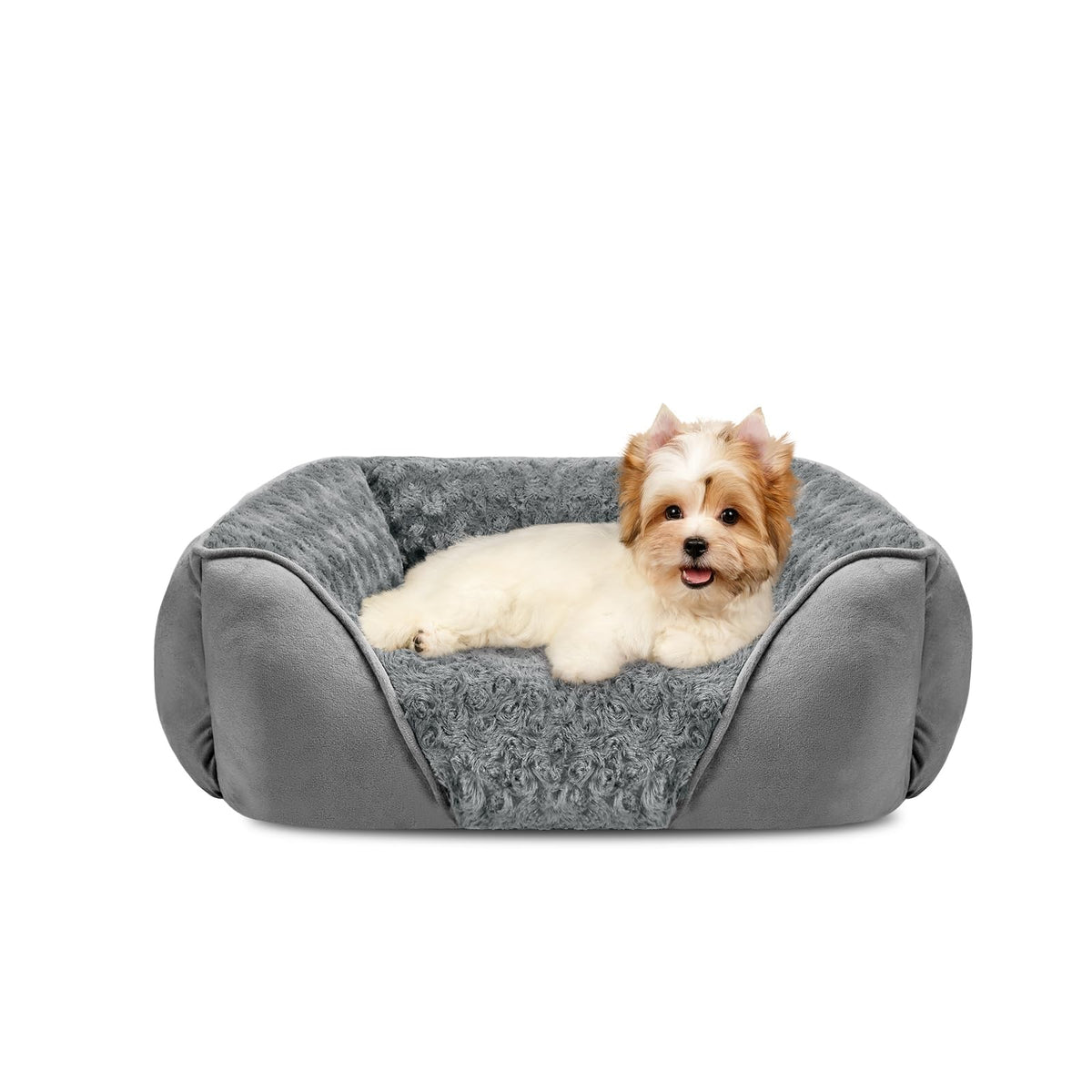 INVENHO Large Rectangle Orthopedic Dog Bed for Medium Small Dogs, Washable Soft Calming Puppy Sleeping Cuddler With Anti-Slip Bottom L(30"x24"x9")