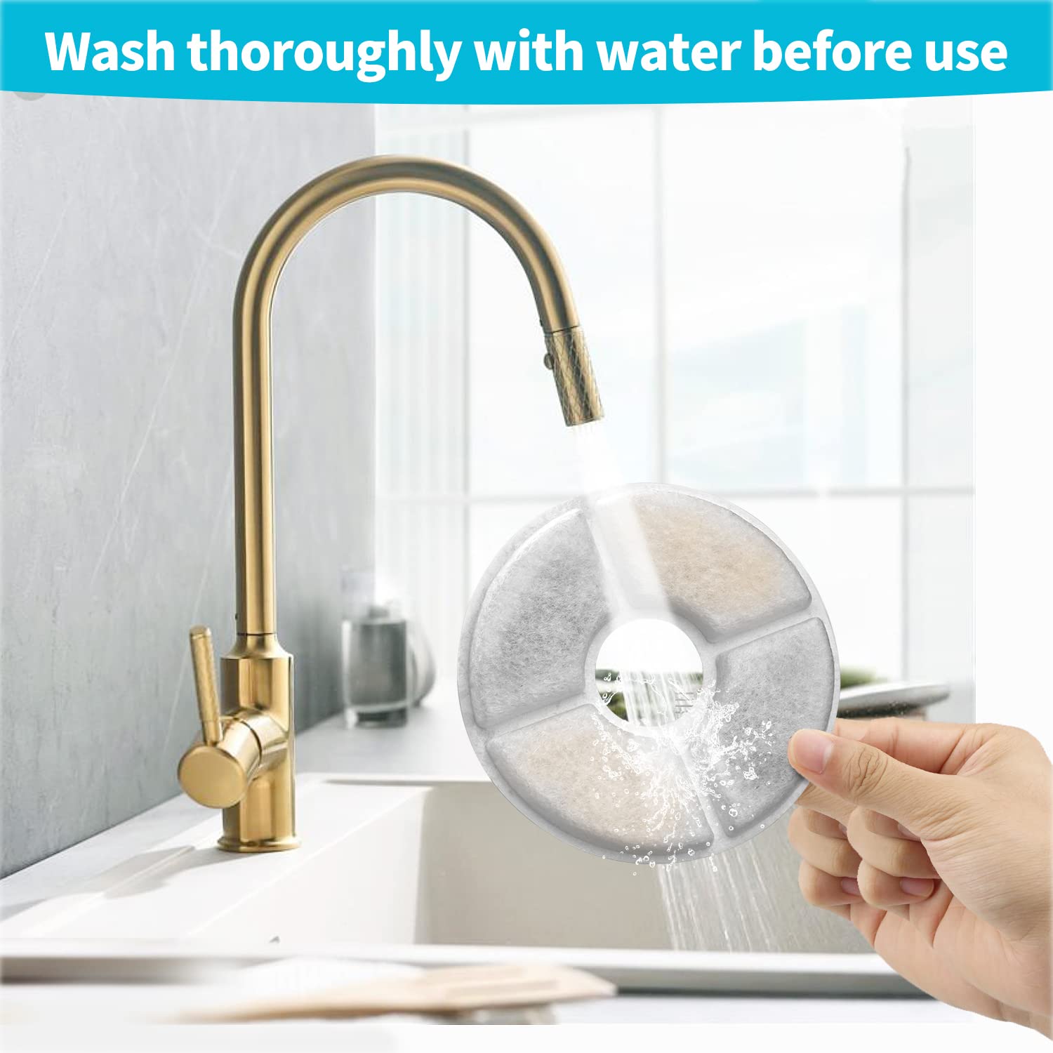 Cat Water Fountain Stainless Steel Lid 81oz/2.4L-8 Filters & 4 Sponges