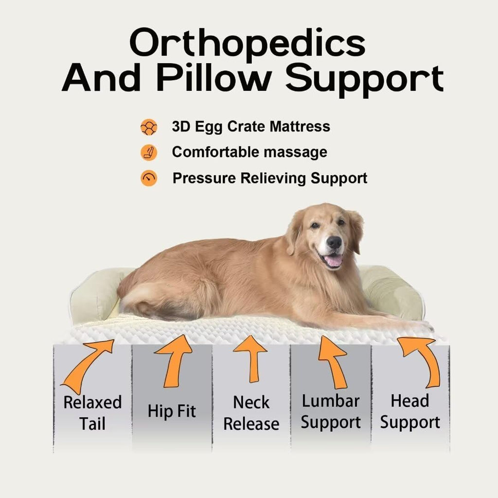 MEKIY Orthopedic Washable Dog Bed with Bolster for Medium to Large Dogs