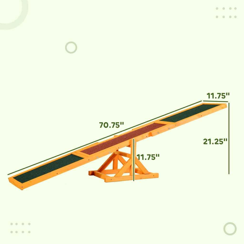 PawHut Wooden Dog Agility Seesaw for Exercise71 L x 12" W x 12" H Natural