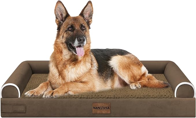 NANUYA Orthopedic Dog Bed for Jumbo Dogs, 48 x 33 Inch, Dark Coffee