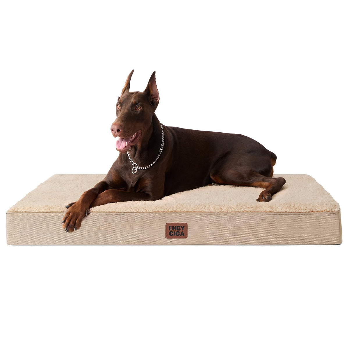 EHEYCIGA Orthopedic Dog Bed Large with Removable Washable Cover, 47IN Beige