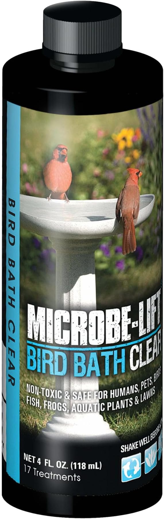 Microbe-Lift Bird Bath Clear Two-in-One Water Cleaner – 4 Oz – Safe for Birds, Fish & Frogs – Cleans Outdoor Birdbaths & Fountains – Natural Formula, Prevents Stains & Cloudiness