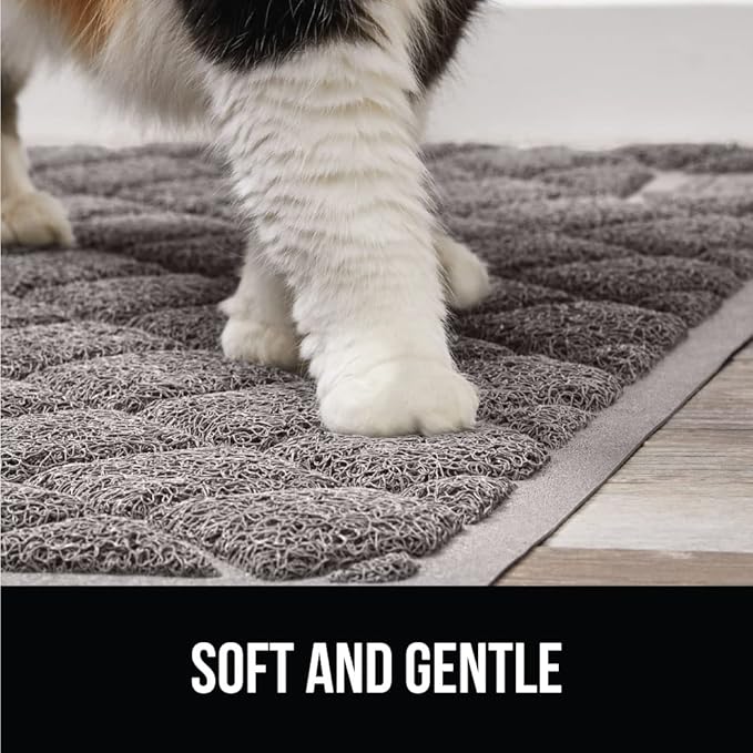 GORILLA GRIP Cat Litter Box Mat, Water Resistant, US Designed Kitty Litter Trapping Mats, Easy to Clean, Scatter Control, Less Mess and Clean Floors, Kitten Supplies for Indoor Cats, 17x11 Grey
