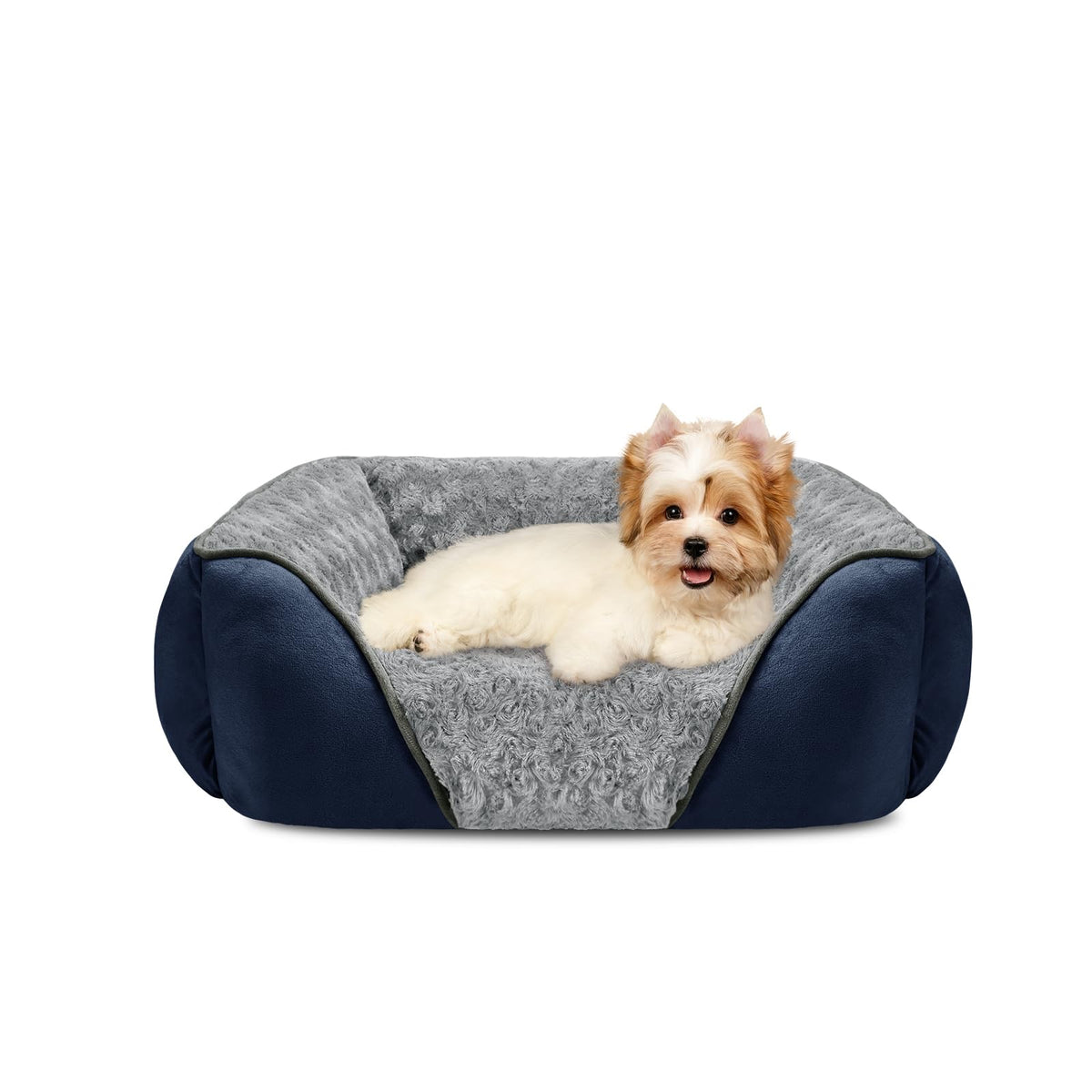 INVENHO Large Rectangle Orthopedic Dog Bed for Medium Small Dogs, Washable Soft Calming Puppy Sleeping Cuddler With Anti-Slip Bottom L(30"x24"x9")