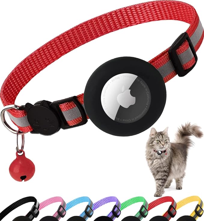 Dgerp Airtag Cat Collar Breakaway, Cat Collar with Air Tag Holder