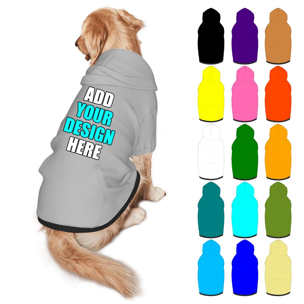 Mynvzrk Personalized Dog Hoodie Customized with Name Photo Pet Warm Sweater Hoodie for Medium Large Dogs & Cat Puppy, Indigo, XXL