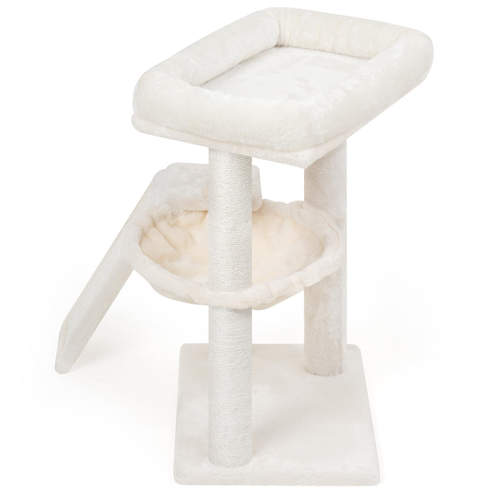 YOUPET Cat Tree with Cat Scratching Post for Indoor Cats, Cat Tower with Scratching Board and Playful Toy Balls, Cat Tree Tower with Cozy Hammock,Beige