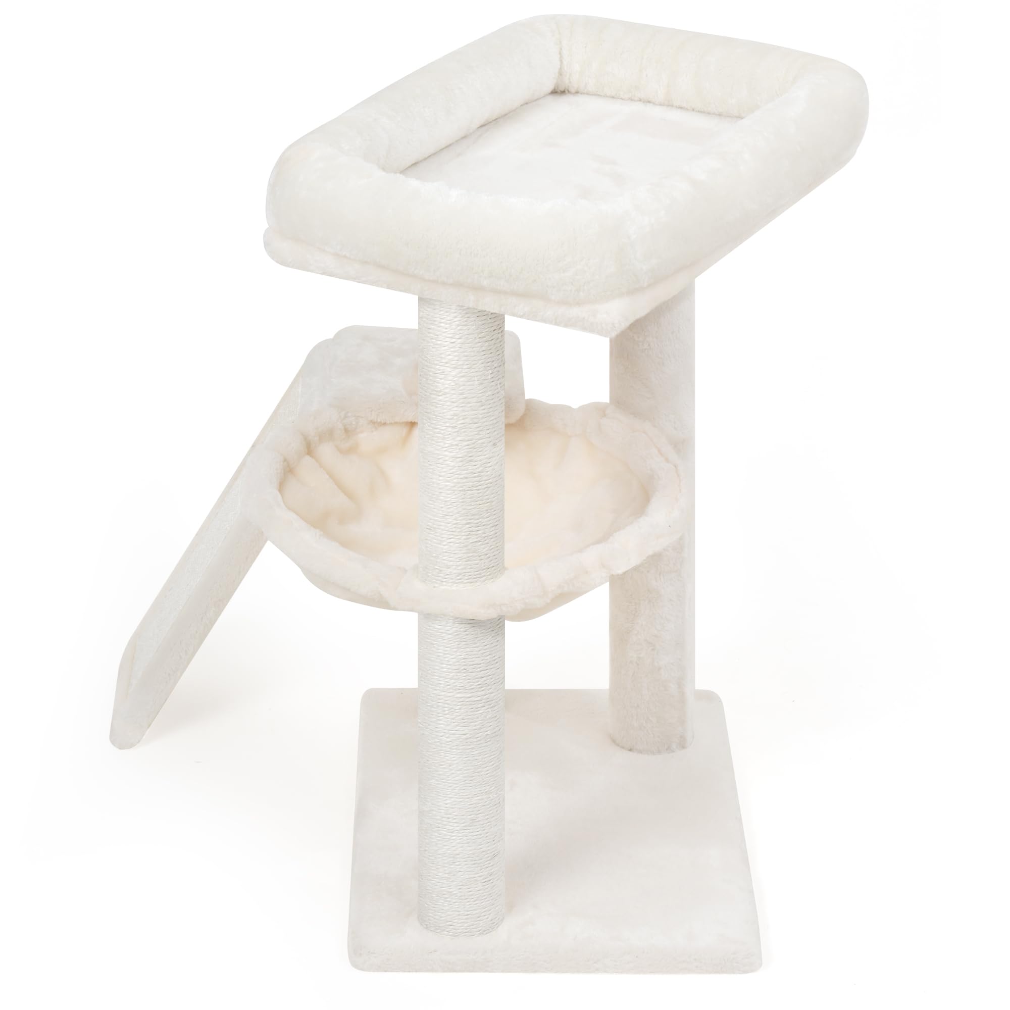 YOUPET Cat Tree with Cat Scratching Post for Indoor Cats, Cat Tower with Scratching Board and Playful Toy Balls, Cat Tree Tower with Cozy Hammock,Beige