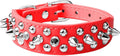 haoyueer Spiked Dog Collar Soft Pu Leather Mushrooms Rivet Spike Studded Puppy Adjustable Pet Collars for Small Breeds (M, Red)