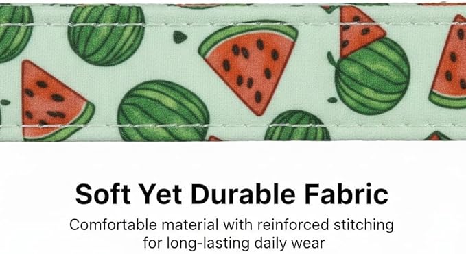 Britwicfr Dog Collar for Small Dogs, Summer Dog Collar with Watermelon Print and Charm, Adjustable Pet Collar for Girl Boy Dogs