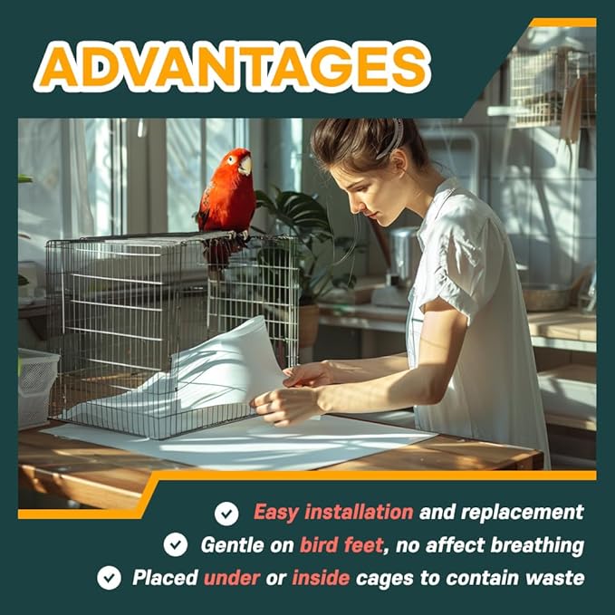 HA SHI Bird Cage Liners, 120 Unscented Newsprint Sheets, 31 x 21.5 in Large