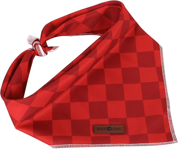 Lionet Paws Christmas Dog Bandana Washable Cotton Handkerchief Scarf Triangle Christmas Red Plaid Dog Bandanas for Small Medium Dogs Girl Boy
