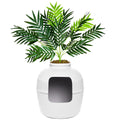 Good Pet Stuff Original Hidden Litter Box Planter, Decorative Cat Litter Enclosure with Carbon Filter, Artificial Palm Plant, Upgraded Design, Easy to Clean, Base Kit, White Birch