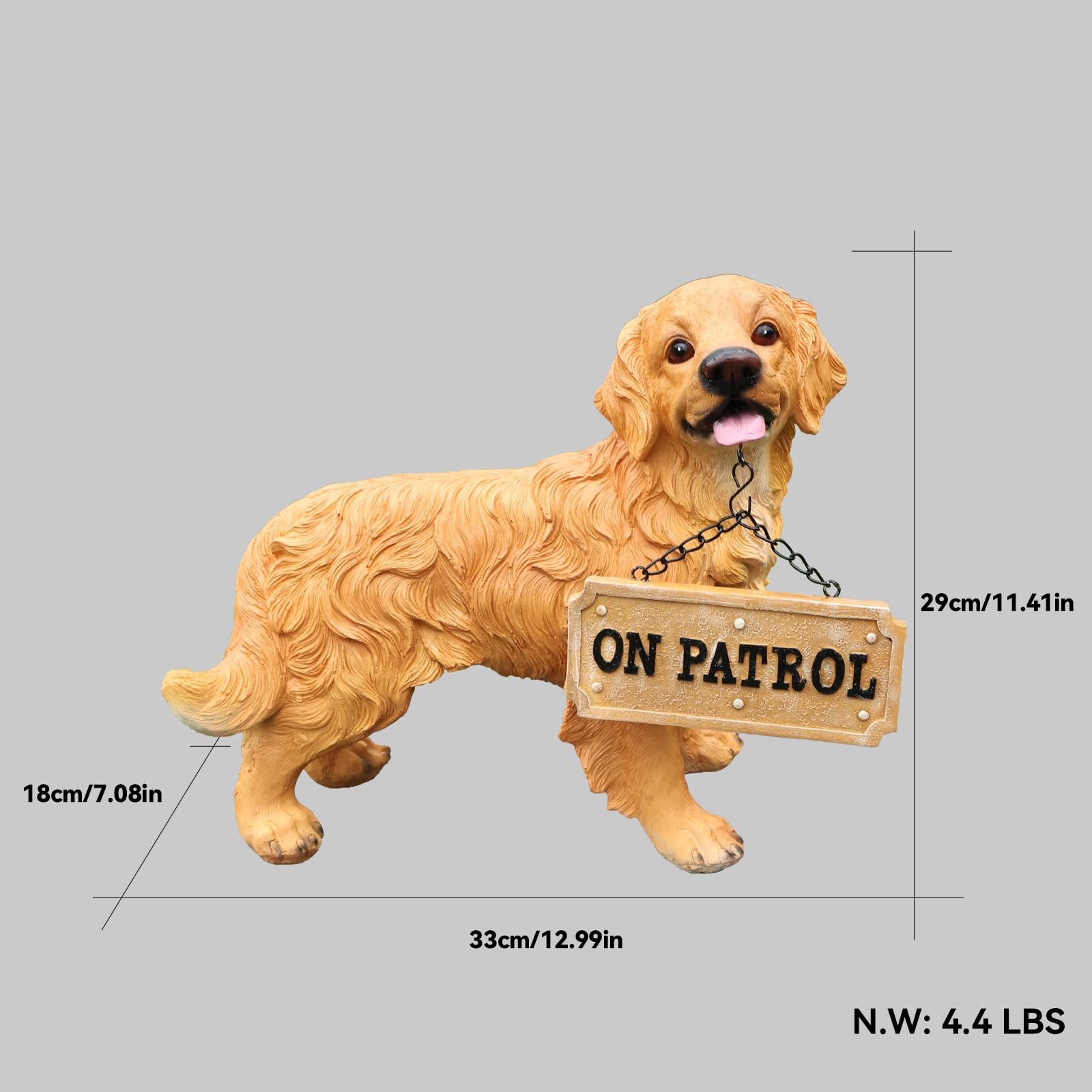 UNOIRNM Golden Retriever Statue Outdoor Decorations – Outdoor Dog Statue Standing Golden Retriever with Removable Solar Light & Welcome Sign for Patio Décor