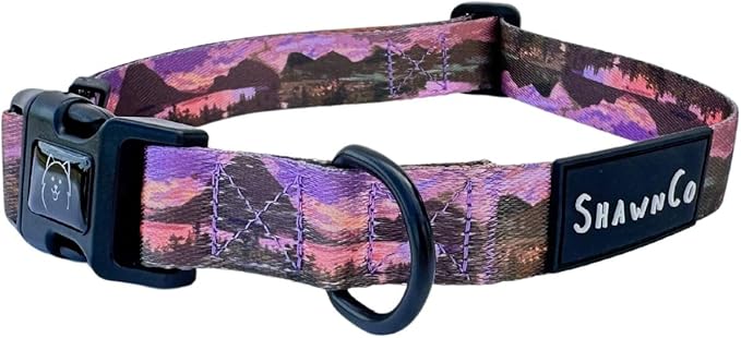 ShawnCo Dream Walk Dog Collar- Premium, Adjustable and Comfortable Pet Collar for Small, Medium, Large and Extra Large Dogs (S, Montana Daydream)