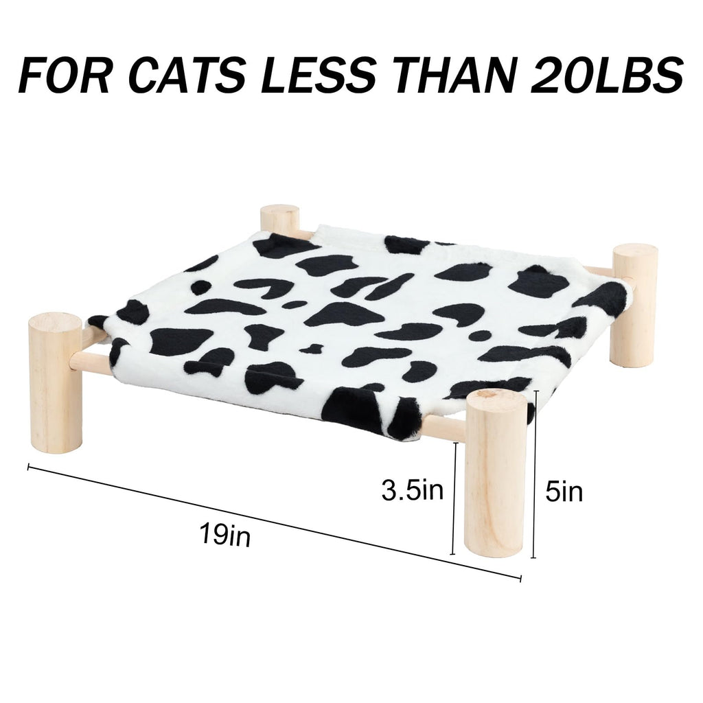 Patas Lague Cat Hammock Bed Small Eleveted Dog Bed 19x19 in Cow Prints