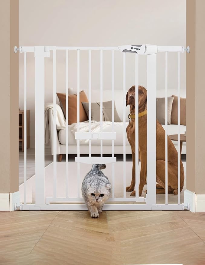 Babelio 36" Tall Baby Gate with Cat Door, CatPrivilege II, 29-40"