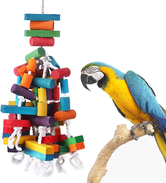 KINTOR Bird Chewing Toy Large Medium Parrot Cage Bite Toys African Grey Macaws Cockatoos Eclectus (Banana-22inch)