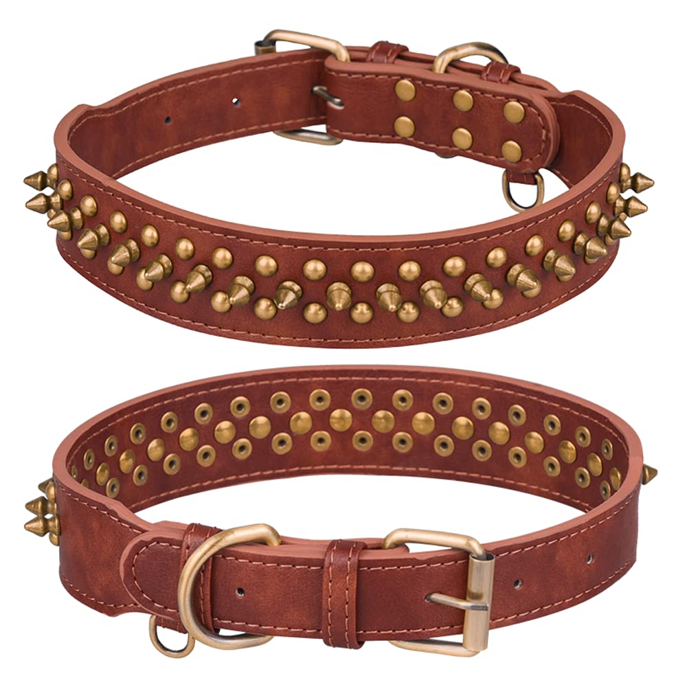 haoyueer Spiked Dog Collar Soft Pu Leather Mushrooms Rivet Spike Studded Puppy Adjustable Pet Collars for Small Breeds (XS, Brown2)