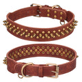 haoyueer Spiked Dog Collar Soft Pu Leather Mushrooms Rivet Spike Studded Puppy Adjustable Pet Collars for Small Breeds (XS, Brown2)