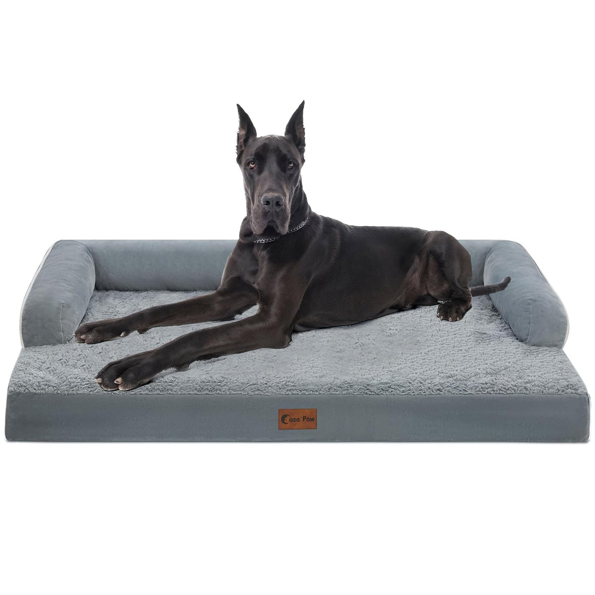 Casa Paw Orthopedic Washable Dog Bed for Extra Large Dogs, 45x35in, Grey