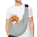 PETLOFT Reversible Small Dog Cat Sling Carrier, Adjustable Hands Free Cross Body Carrier with Collar Hook for Dog/Cat/Bunny up to 11lb (Light Grey)