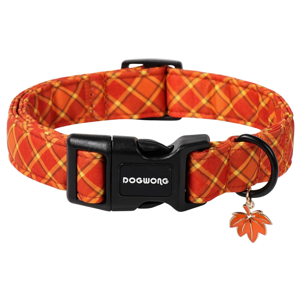 DOGWONG Fall Plaid Dog Collar, Cherkered Autumn Dog Collars, Adjustable Cute Halloween Pet Collars Design Dog Collar for Small Medium Large Dogs