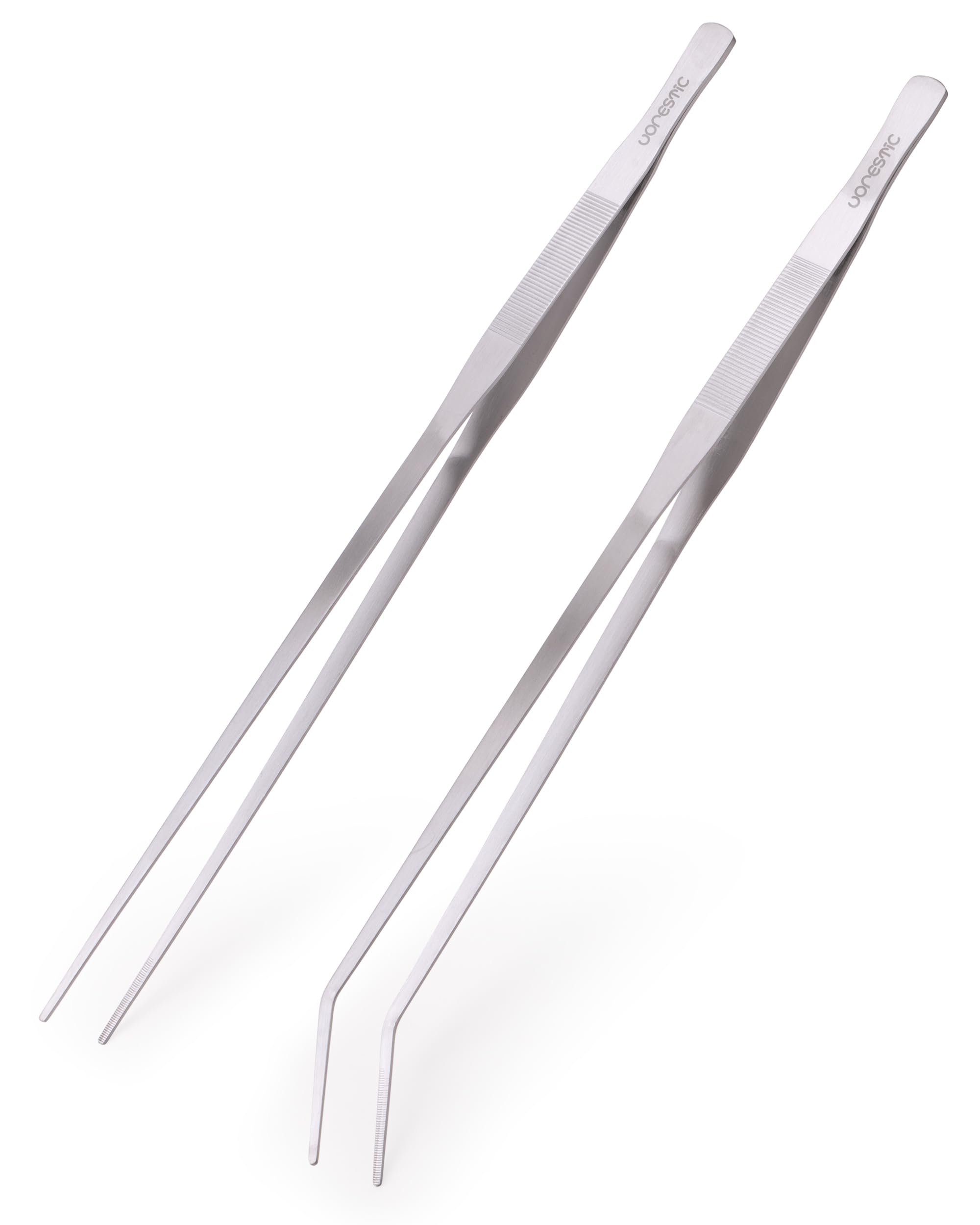 VORESTIC Straight and Curved Aquarium Tweezers Set 18 Inch, Stainless Steel Long Tweezers for Fish Tank Planting, Aquascaping, Reptile Feeding Tongs, Terrarium Tool and Aquarium Tongs