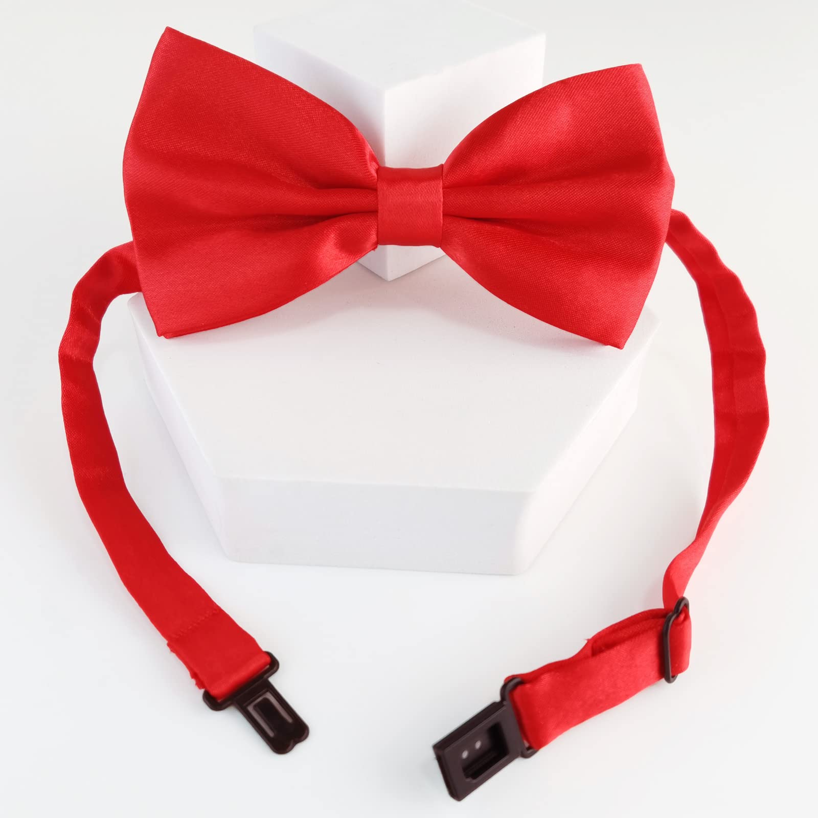 Black and Red Bow Tie for Dogs, KOOLMOX Red and Black Dog Bow with Adjustbale Dog Collar for Medium and Large Dogs Cats Pets Wedding Birthday Party Holiday New Year Cosutmes