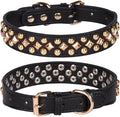 haoyueer Spiked Dog Collar Soft Pu Leather Mushrooms Rivet Spike Studded Puppy Adjustable Pet Collars for Small Breeds (L, Black3)
