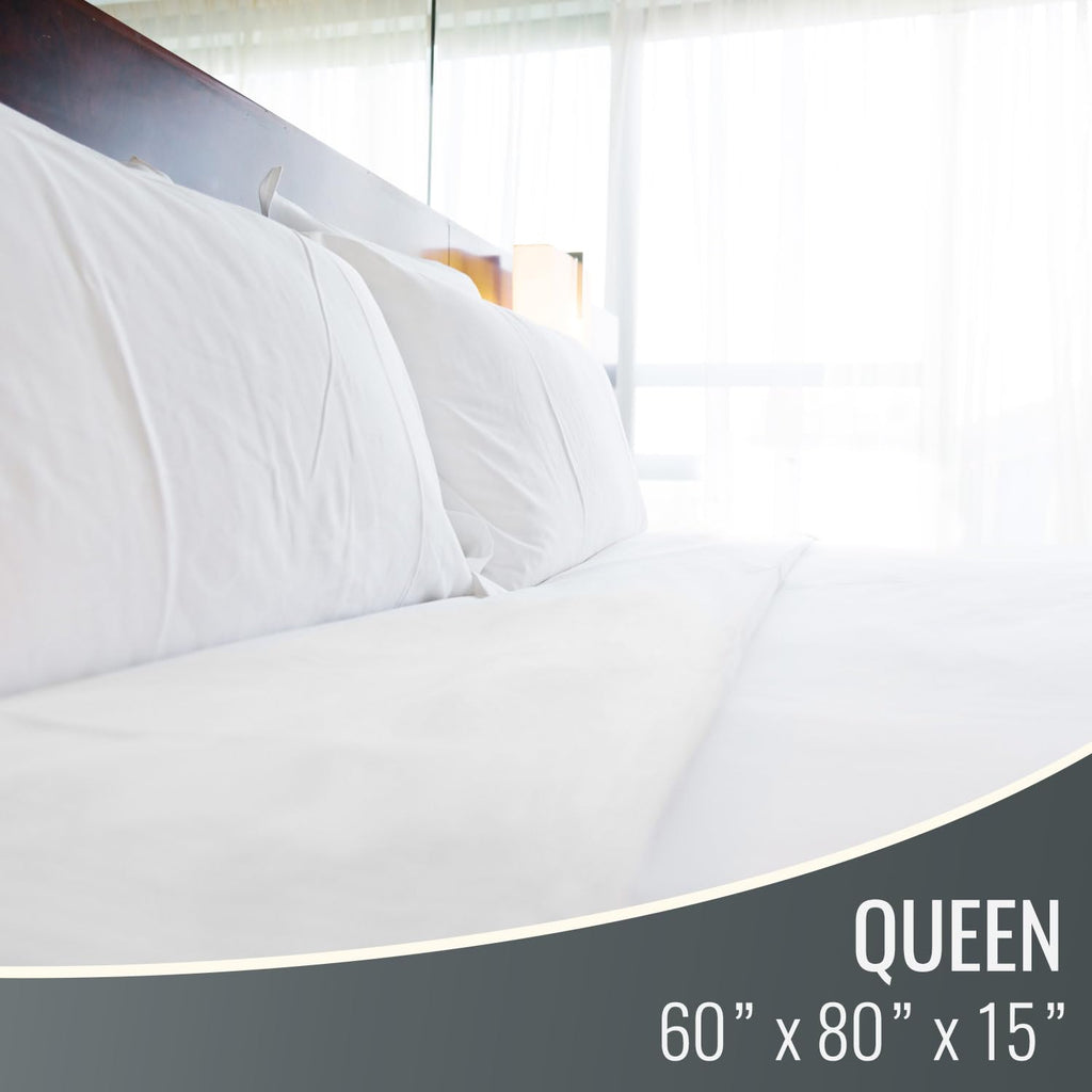DMI Queen Size Waterproof Mattress Protector - Fitted, Noiseless Mattress Cover, Soft and Breathable, 60" x 80"x 15", White