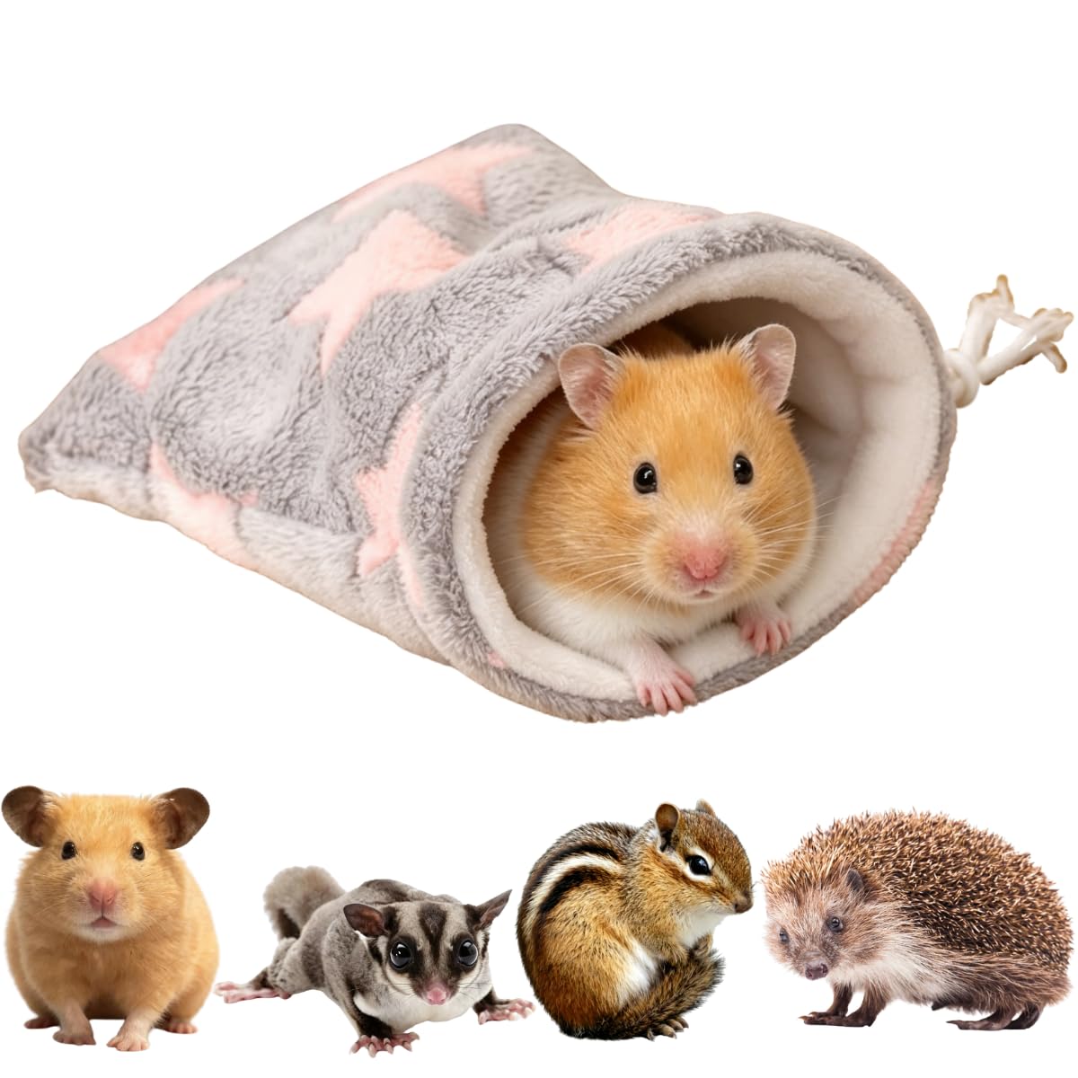Warm Hamster Travel Bag Fleece Sugar Glider Bonding Pouch Carrier (Pink)