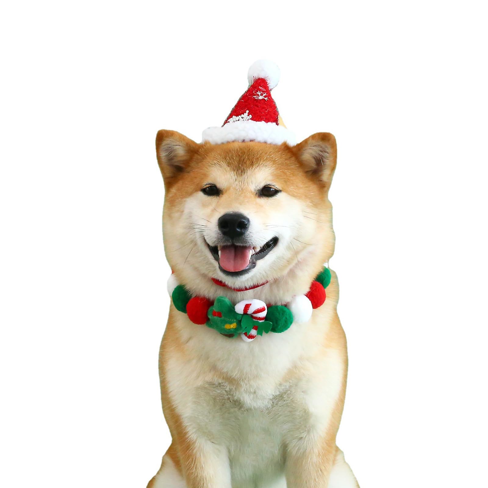 Lionheart glory Christmas Collar Pom-Pom Plush Ball Collar for Large Dogs Pet Christmas Costume Soft Funny Dog Collar Xmas Party Accessories Headgear