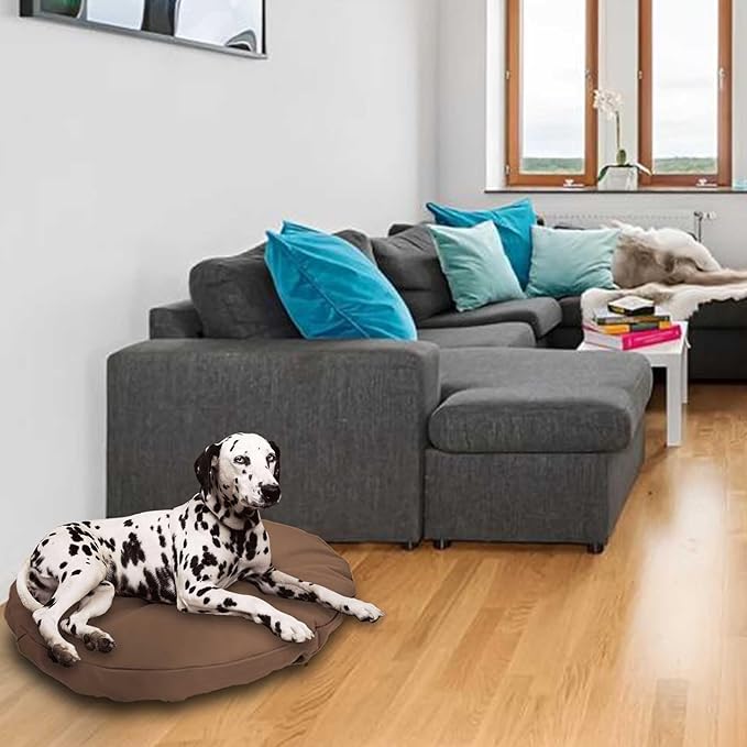 Dog Bed Cover Waterproof Replacement Machine Washable Covers for Dog Bed Heavy Duty Scratch Resistant Mattress Protector Pet Bed Round 30x30 Inch Cover Only Brown