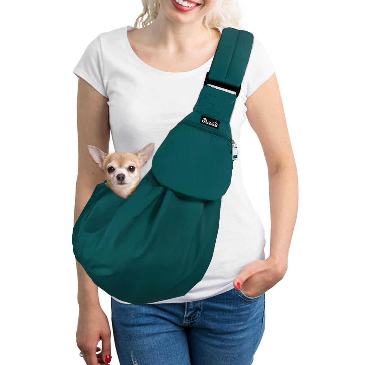 SlowTon Dog Carrier Sling - Thick Padded Shoulder Strap Adjustable, DGY S