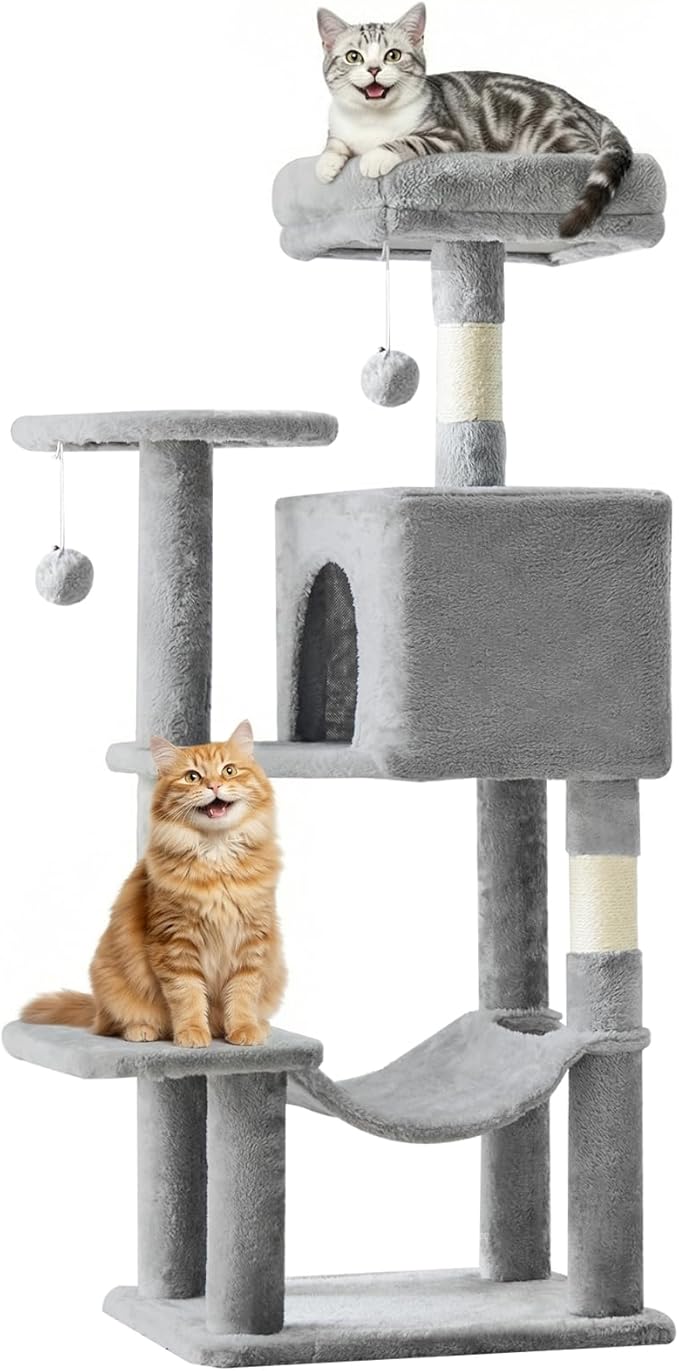 DUMOS 44 Inch Cat Tree Tower with Natural Sisal Scratching Posts