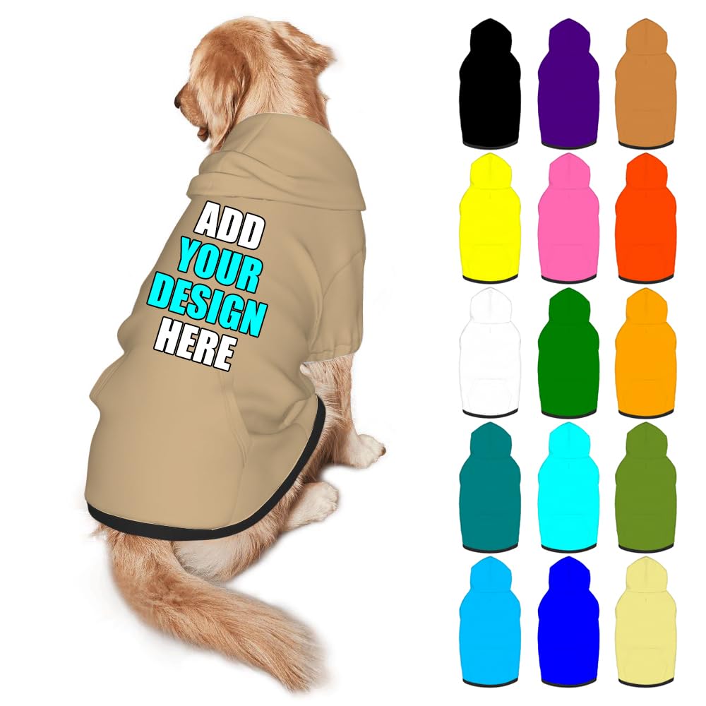 Mynvzrk Personalized Dog Hoodie Customized with Name Photo Pet Warm Sweater Hoodie for Medium Large Dogs & Cat Puppy, Indigo, XXL