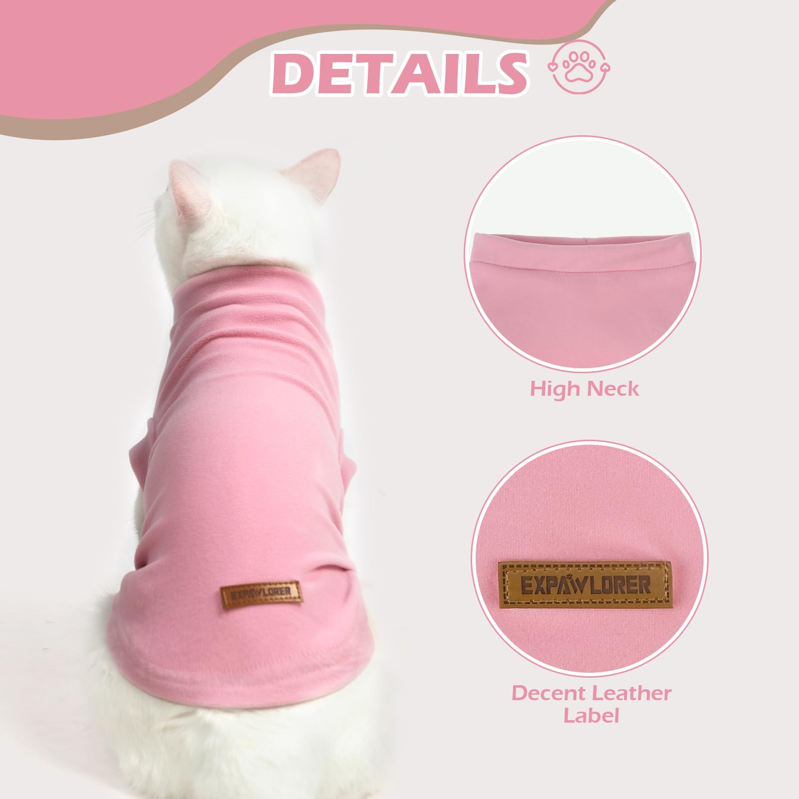 EXPAWLORER Cat Sweater Warm Fleece Pet Clothes for Cats Only