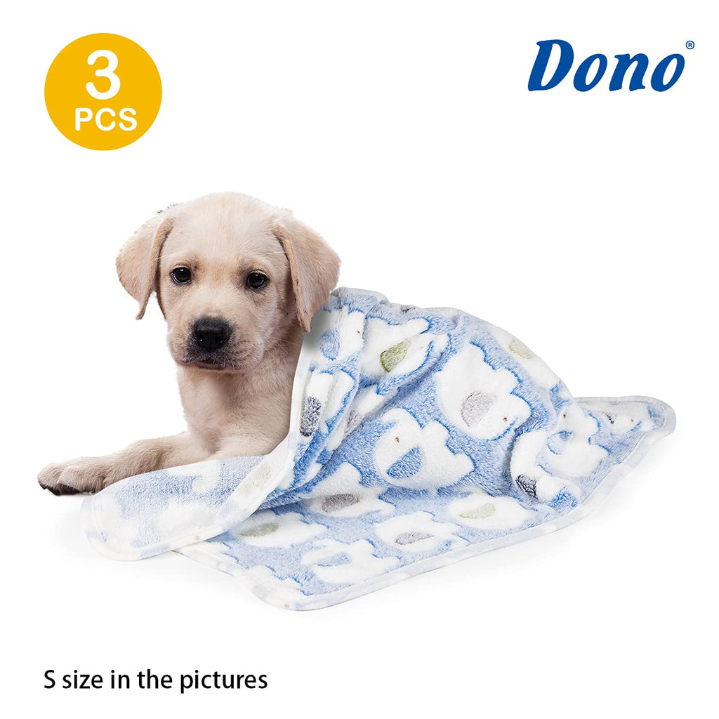 Dono 1 Pack 3 Dog Blankets, Soft Fluffy Fleece Pet Blanket Warm Sleep Mat Paw Print Design Puppy Kitten Throw Blankets Doggy Blanket for Dogs