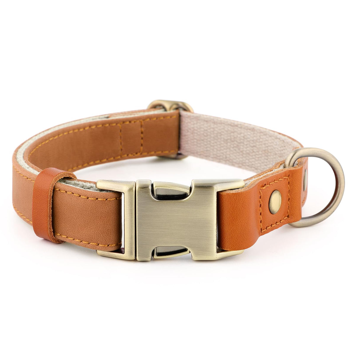 Plutus Pet Genuine Leather & Hemp Dog Collar, Adjustable, Gentle & Stylish