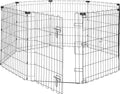 Amazon Basics Portable Foldable Octagonal Metal Exercise Dog Playpen, Indoor/Outdoor Pet Fence with Single Door, 8 Panels, Small, 30 Inches, Black
