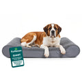 Furhaven Orthopedic Dog Bed for Large Dogs w/ Removable Washable Cover, For Dogs Up to 150 lbs - Ultra Plush Faux Fur & Suede Luxe Lounger Contour Mattress - Gray, Jumbo Plus/XXL