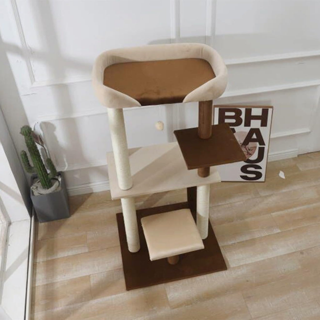 SHENGOCASE Modern Cat Tree Tower with Extra Large Platform Perch Bed for Maine Coon and Big Couch Sofa for Multiple Cats
