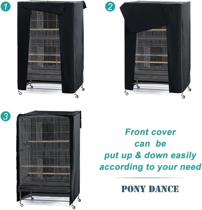 PONY DANCE Pets Product Universal Birdcage Cover Blackout & Breathable Birdcage Cover for Pets' Good Night, Small, Black, 21 Inches L x 21 W x 28 H